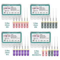 6 Pcs/Pack Dental 21/25mm C-Files Endo Root Canal File Stainless Steel Hand Use