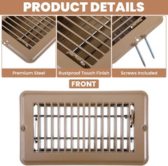 4 Pack 4X8 Inch RV Floor Vent Covers, Heavy Duty Steel Walkable RV Floor Registe