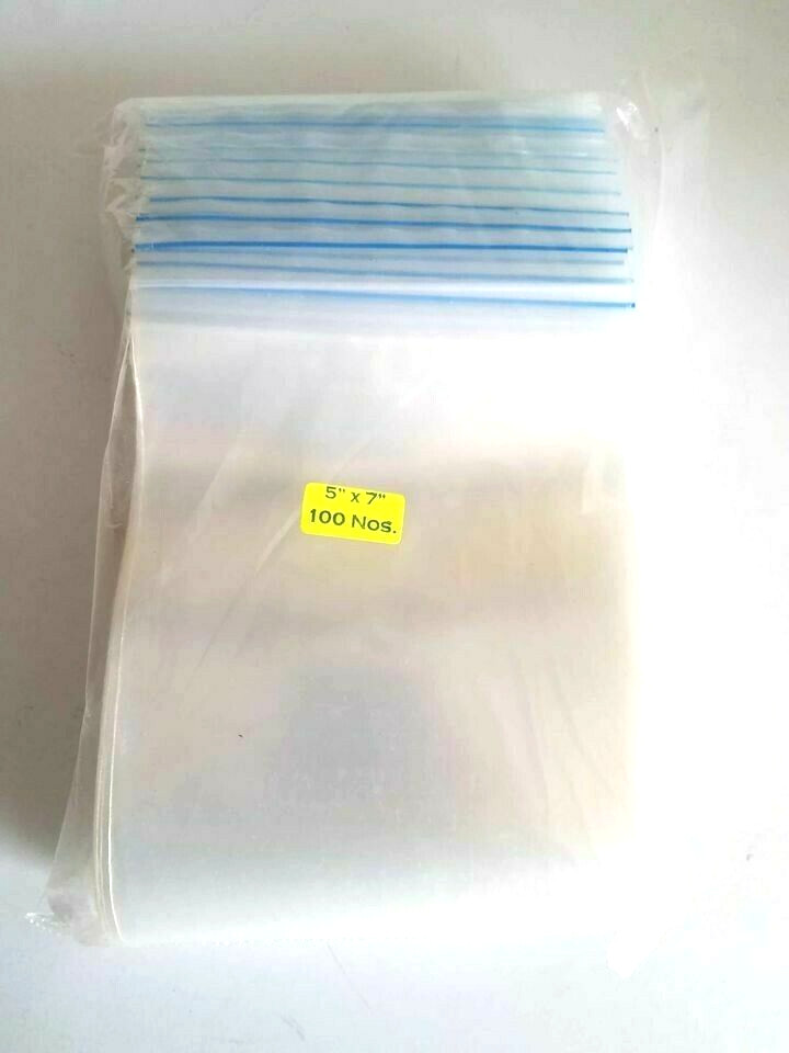 100 Pack 5″ x 7″ Reclosable Clear Plastic Poly Zipper Bags 4 Mil Heavy Duty