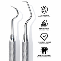 Dental Tool Metal Dental Pick Stainless Steel Tooth Scraper Plaque Tatar Remov