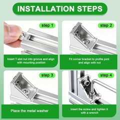 24 Sets Silver 3030 Aluminum Extrusion Profile Connector Corner Bracket Kit