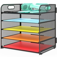 Letter Tray Paper Organizer 5-Tier Desk 13.9″ x 13″ x 2.4″, Black