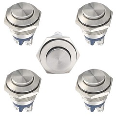 5pcs 19mm Momentary Push Button Switch IP65 Waterproof Copper Shell