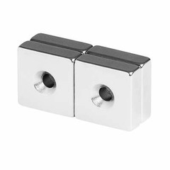 3/4 x 3/4 x 1/4 Inch Neodymium Rare Earth Countersunk Block Magnets N48 (4 Pack)