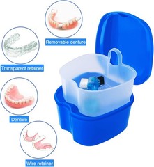 Elegant Dark Blue Travel Mouthguard Cleaning Case with Detachable Drain Basket