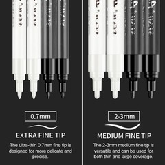 SFAIH Black & White Acrylic Paint Markers 1 Count (Pack of 8), &