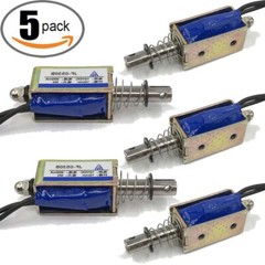 Micro DC Solenoid Valve Electromagnet DC 12V Spring Push-Pull Through Type 5pcs