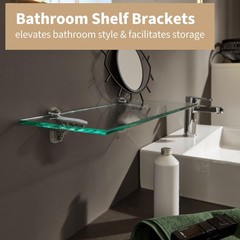 Adjustable Glass Floating Shelf Brackets, Antique Brass, 2 Pcs | High Load Ca…