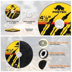 PRETEC 440 Pack 4-1/2″ .040″ Cut Off Wheels Metal Stainless Steel Angle Grinder
