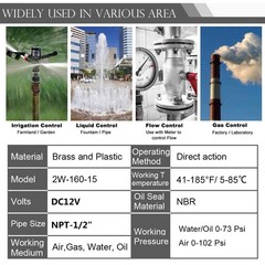 1/2″ 12V Brass Electric Solenoid Valve – Normally Closed Air, Water, Gas, Fuel,