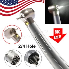 2/4Hole Dental High Speed LED Handpiece Fiber Optic E-generator Push Button USA