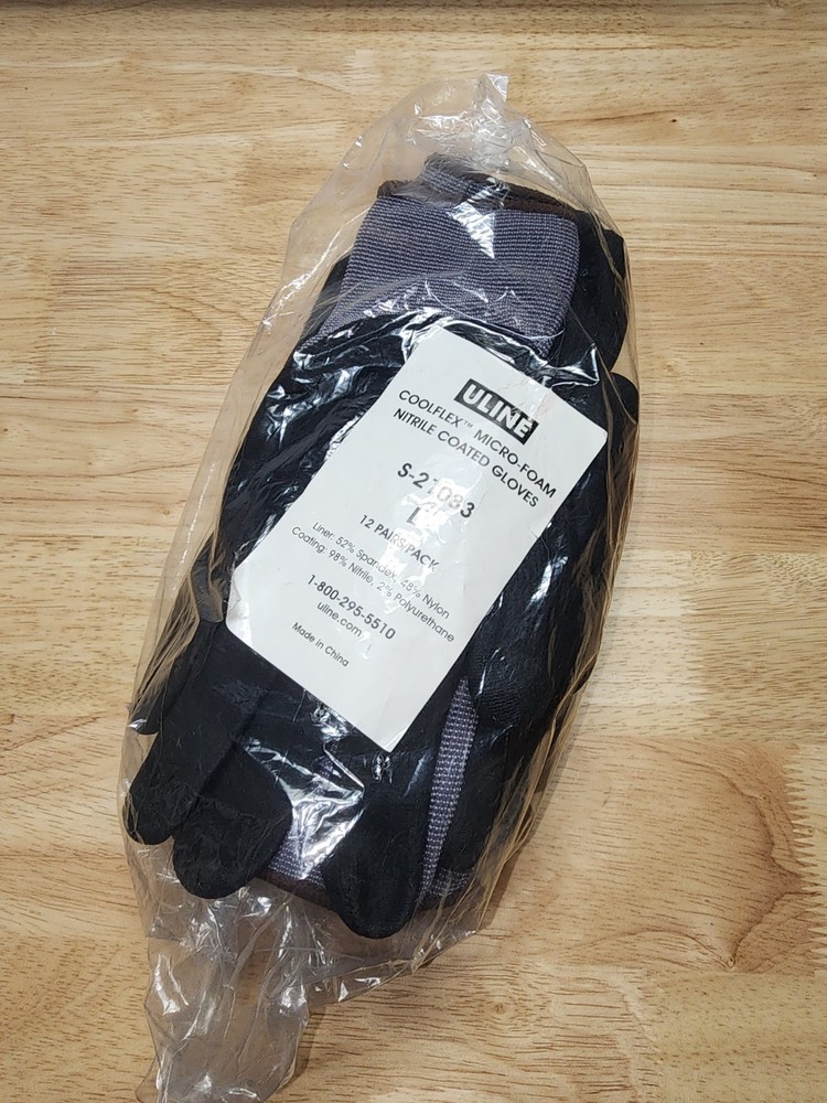 Uline Coolflex MicroFoam/Nitrile Large Coated Gloves 12-Pack NEW IN PACKAGE!!!!!