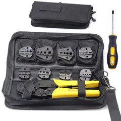 Electrical Insulated Terminals Crimping Tool Kit Ratchet Wire Crimper w/ 8 Dies