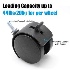 4pcs 2 Inch Swivel Caster Wheels, with Brake, Heavy Duty Casters, Black Nylon…