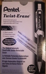 2 Pentel® Twist-Erase Mechanical Pencils, 0.7 mm, Black Barrel QE517-A NEW