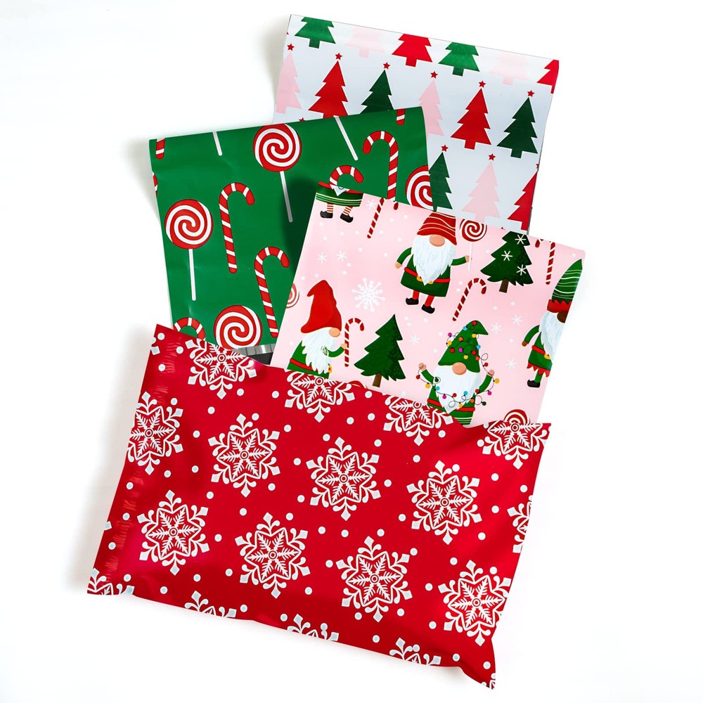 100 Pack 6×9 Christmas Poly Mailers Pretty Thick Self-Adhesive Shipping Bags