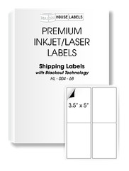 50 Sheets 200 Labels BLACKOUT 3.5 x 5 FAST PEEL White Address Shipping 4UP