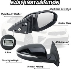 Right Passenger Side Mirror Fits 2019 2020 2021 2022 2023 KIA Forte Mirrors with