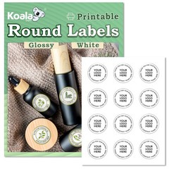 Lot Koala Round Label 2.5 In, Glossy Circle Stickers, Printable Circle Labels