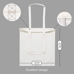 TOPDesign 48-Pack Economical 16″x15″ Cotton Tote Bags, Medium, Beige
