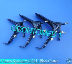 3 Pcs Black Coated Leep Vaginal Speculum (S.M.L) Ob/Gyneclogy Instruments
