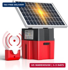 Solar-Powered Electric Fence Charger with Alarm,1.2 Joule Output, Up to 20 Miles