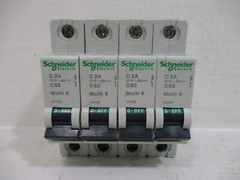 Lot of 4 Schneider 24426 C2A C60 Multi-9 2 Amp Circuit Breaker 1-Pole 2A 277V