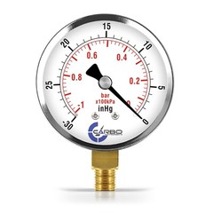 2-1/2″ Vacuum Gauge – Chrome Plated Steel Case, 1/4″NPT, Lower Mnt. -30 inHg/0