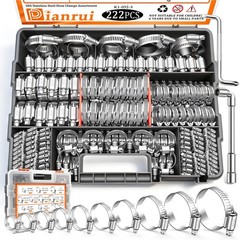 222 PCS Stainless Steel Hose Clamp Kit 1/4″-2-3/4″ Heavy Duty Worm Gear Clamps