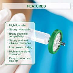 300Pcs Sterile Syringe Filter 33mm 0.22 Micron PES Membrane Hydrophilic
