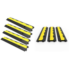 Happybuy Rubber Cable Protector Ramps – 2 Channel Speed Bumps, Black/Yellow