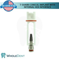 1x Dental T-shark Conical Fixture with Int Hex Connection Titanium Sterile SLA