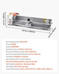 Metal Lathe Machine 8.7 x 39 in Precision Bench Power Metal Lathe Automatic Feed