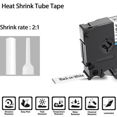 Black Ink White Yellow Heat-Shrink Tube Compatible with Brother HSe 211 221 231