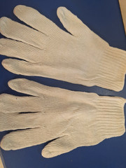 24 Pairs-Women’s Large- BLEACHED WHITE STRING KNIT POLY COTTON GLOVES- 710SBW