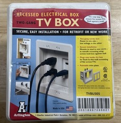 Arlington Model TVBU505 Recessed Electrical Two-Gang TV Box – Made In USA
