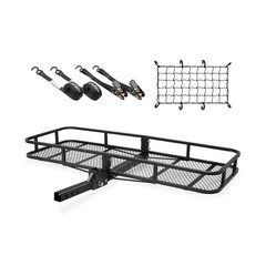 ARKSEN 60″ x 23″ x 5.5″ Folding Hitch Cargo Carrier Basket with Net & 2 Ratch…