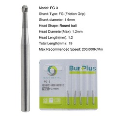 Wave Dental Surgical Burs 25mm Carbide Burs Friction Grip FG 19mm Round Pear 330