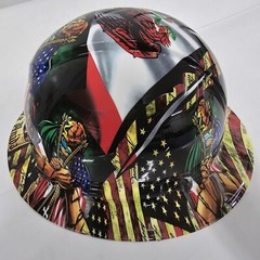 full brim hard hat custom hydro dipped IN MEXICAN ROOTS RAZA UNIDA USA PRIDE