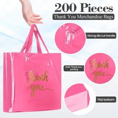 200 Pcs Thanks Bags with Handle Bulk Thank You Merchandise Bags 3 Size Plasti…