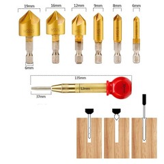 YEEZUGO 23-Pack Woodworking Chamfer Countersink Drill Bit, 6pcs 0.25 inches