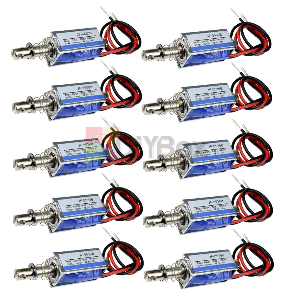 1-10PCS DC 6V 300mA 5N/10mm JF-0530B Pull-Push DC Solenoid Electromagnet
