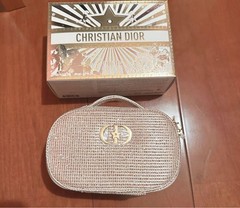 Christian Dior 2025 limited pouch bag Holiday Cosmetic Bag Gold
