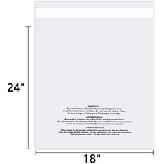 WEPOLY – 18″ x 24″ (100 Count) Self Seal Clear Poly Bags with Suffocation War…