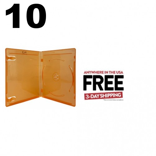 10 PREMIUM STANDARD Orange Blu-Ray Single Cases 12MM **1-3 DAYS