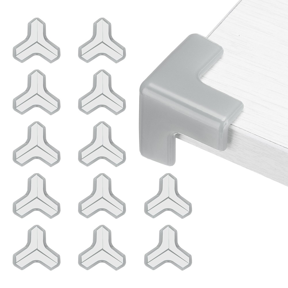 12Pcs Corner Protectors Table Corner Protectors(T-shaped Grey)
