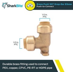 Sharkbite, 1/2″ x 1/2″, Lead Free, Drop Ear Elbow U249LFA