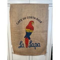 Jute Burlap Coffee Bag Sack Cafe de Costa Rica La Lapa Parrot Bird JL