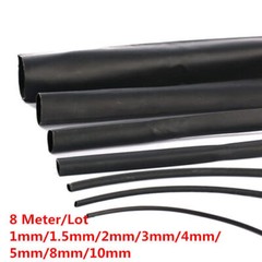 8 Meter/Lot Heat Shrink Tubing Tube KIT Black 1mm 1.5mm 2mm 3mm 4mm 5mm 8mm 10mm