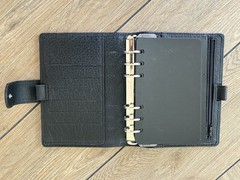 VAN DER SPEK Black Planner Cover for FiloFax Personal Size w/Leather Flyleaf